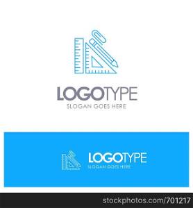 Scale, Construction, Pencil, Repair, Ruler, Clip Blue outLine Logo with place for tagline