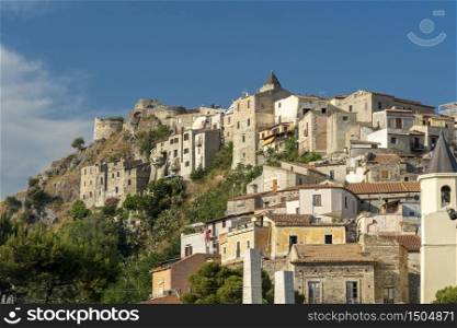 Scalea, Cosenza, Calabria, Southern Italy: panoramic view of the historic town