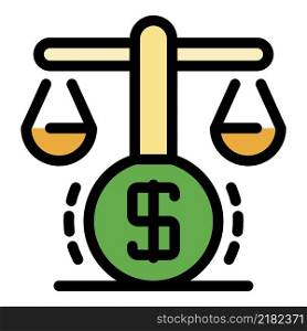 Scales and dollar icon. Outline scales and dollar vector icon color flat isolated. Scales and dollar icon color outline vector