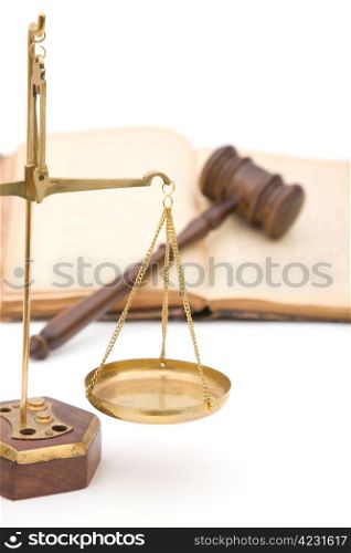 Scales and wooden hammer