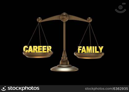 Scales in career and family concept- 3d rendering. The scales in career and family concept- 3d rendering