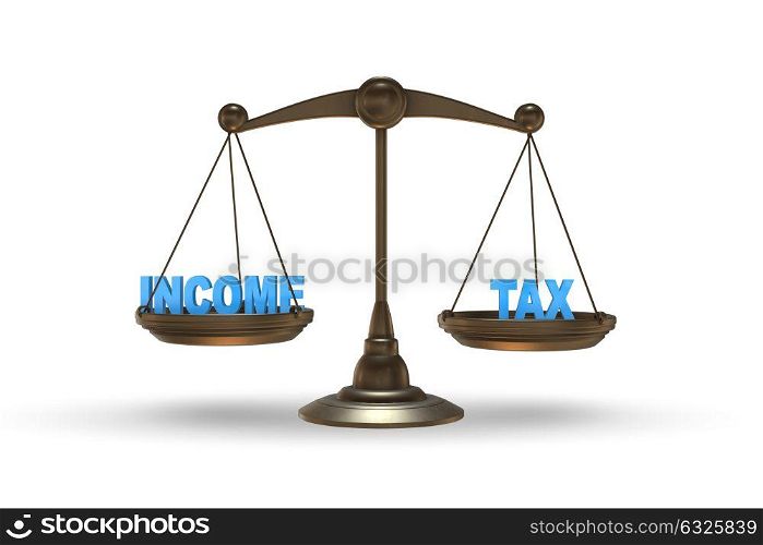 Scales in income and tax concept- 3d rendering. The scales in income and tax concept- 3d rendering