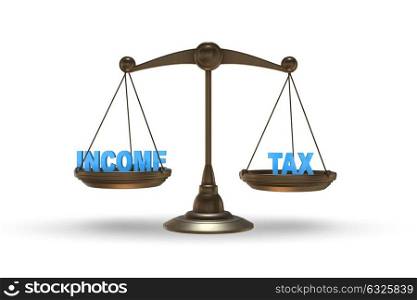 Scales in income and tax concept- 3d rendering. The scales in income and tax concept- 3d rendering