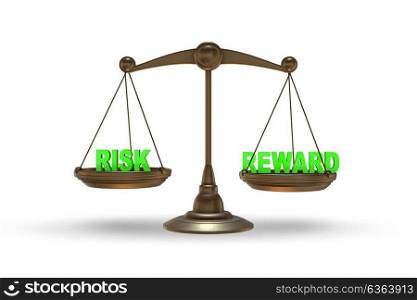 Scales in risk and reward concept- 3d rendering