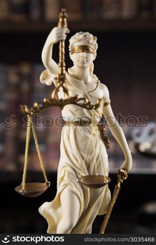 Scales of Justice and Law concept . God of law, Statue of lady justice
