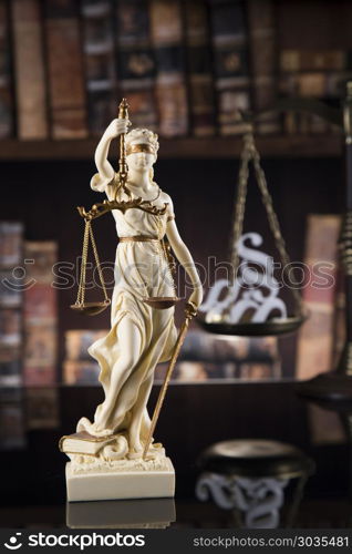 Scales of Justice and Law concept . God of law, Statue of lady justice