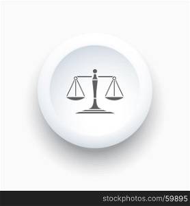 Scales of justice icon on a simple white button
