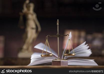 Scales of justice, law gavel