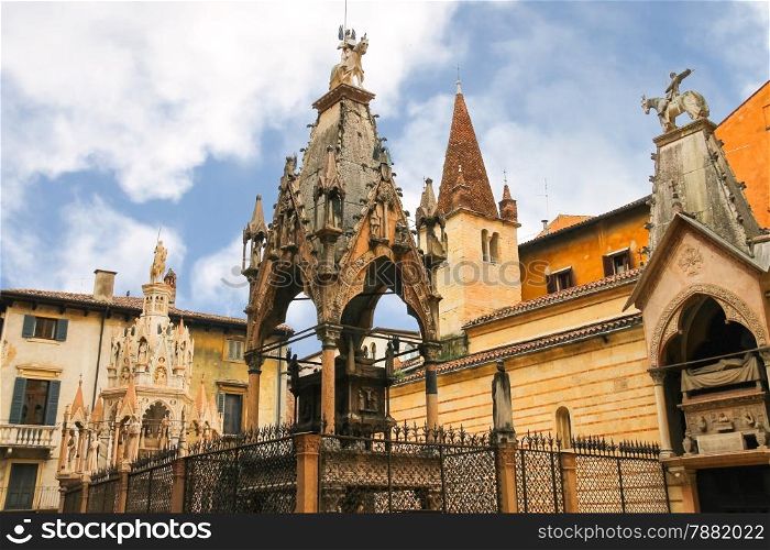 Scaliger Tombs - Gothic tombstones of three members of the genus Scaligero in Verona, Italy