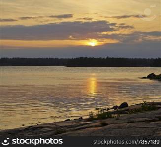 Scandinavia, sunset on sea and tranquil evening