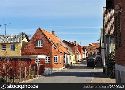 Scandinavian houses in small town in Denmark