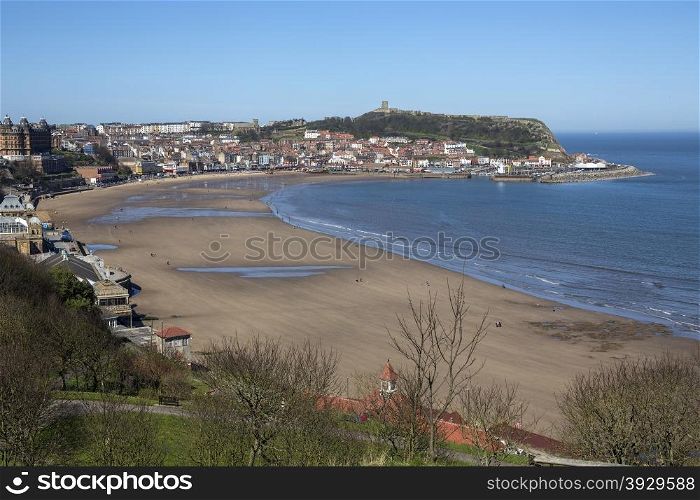 Scarborough Beach on the North Yorkshire coast in the northeast of England.