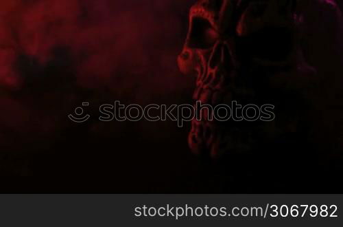 scarry skull on black with a smoke