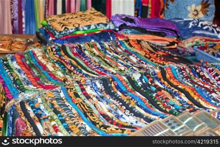 scarves and fabric for sale in the market