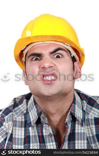 Scary construction worker