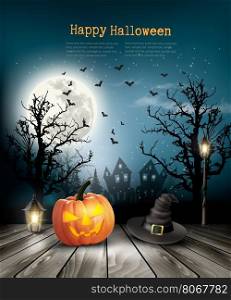 Scary Halloween background with a old paper. Vector.