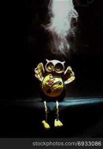 scary smoking owl. Owl Ghost in the dark