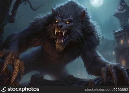 Scary werewolf fantasy animal. Horror dog. Generate Ai. Scary werewolf fantasy animal. Generate Ai