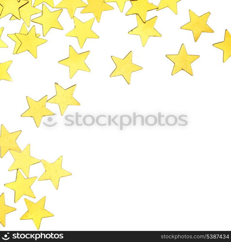 Scattered golden stars decorations isolated on white background