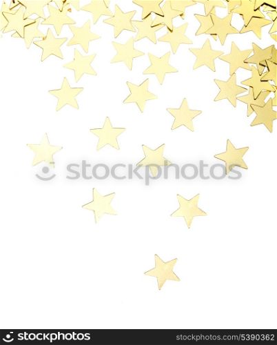 Scattered golden stars decorations isolated on white background