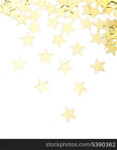 Scattered golden stars decorations isolated on white background