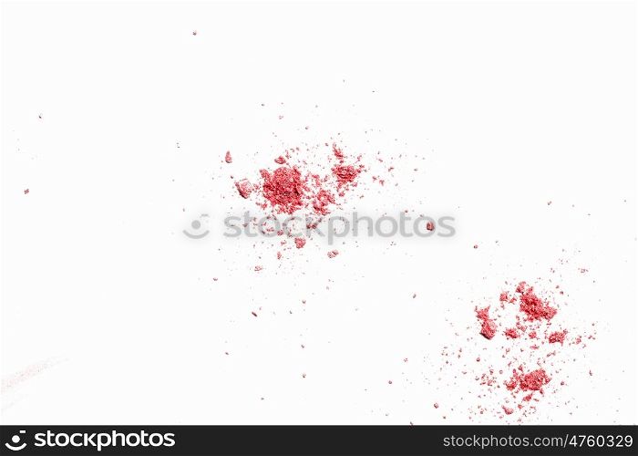 Scattered powder. Abstract image with pink powder on white background