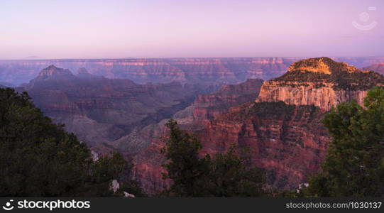 Scene from a viewpoint along the south rim of the Grand Canyon in Arizona USA