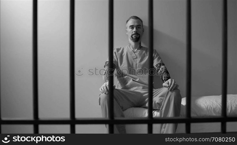 Scene inside of a jail or prison (B/W Version)