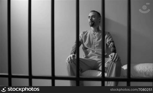 Scene inside of a jail or prison (B/W Version)