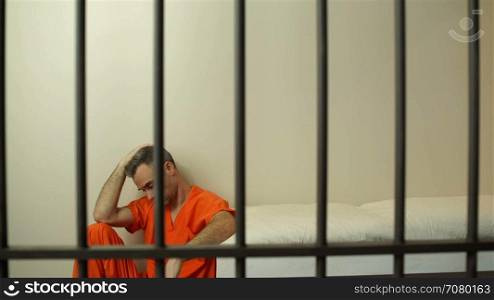 Scene of a discouraged inmate in prison