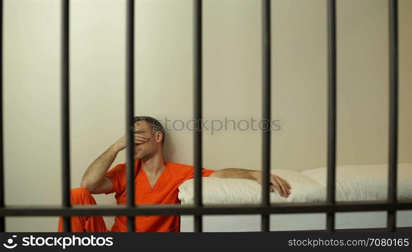 Scene of a miserable inmate in prison