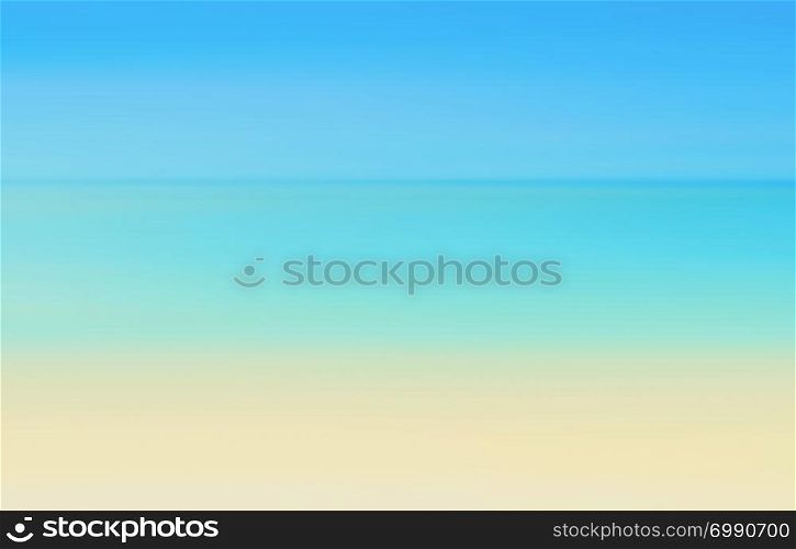 Scene of a paradise empty sunny beach under a clear sky in pastel sweet colors - vacation concept. Abstract turquoise and yellow seascape background with motion blur filter. Space for copy and design.