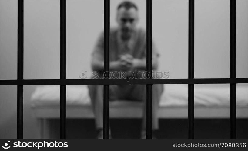 Scene of an inmate in prison (B/W Version)