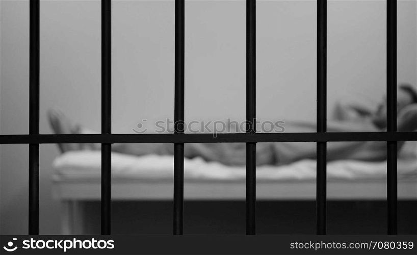 Scene of an inmate in prison (B/W Version)