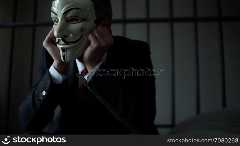 Scene of Anonymous hacker prisoner