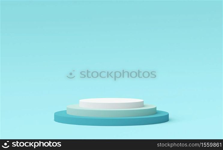 Scene of pastel color geometric shape podium for product advertisement, 3d rendering