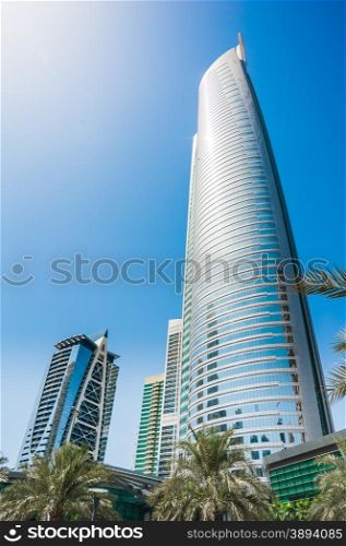 Scene of the city with high-rise buildings in Dubai Marina