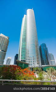 Scene of the city with high-rise buildings in Dubai Marina