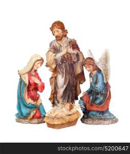 Scene of the nativity isolated on a white background