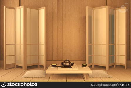 Scene Room very zen style with decoration japanese style on tatami mat.3D rendering