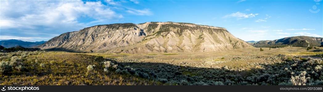 scenery around mammoth springs in yellowstone national park