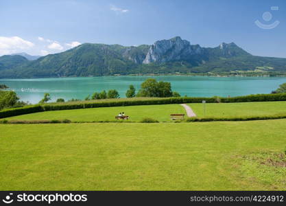 scenery of Austrian alpine lake Mondsee