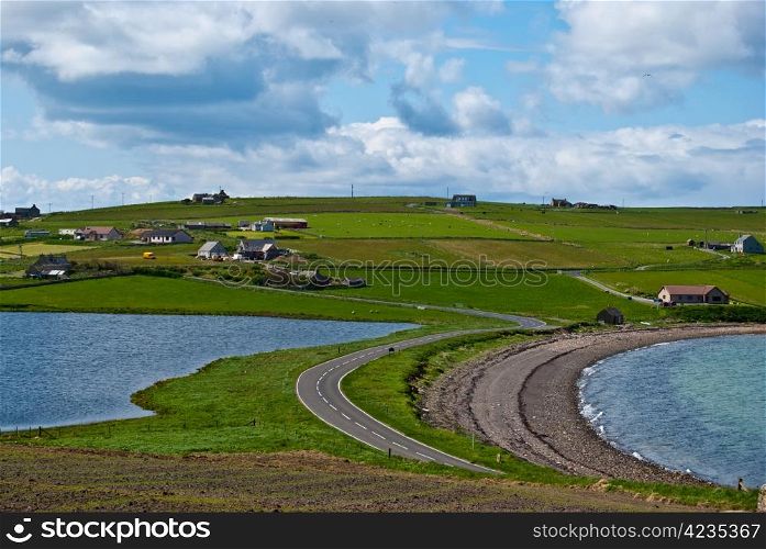 Scenery on Orkney. beautiful landscape on the Mainland of the Orkney Islands