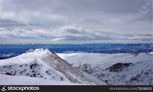 Scenery view of Pikes Peak national park, Colorado in the winter