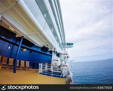 scenes on deck of cruise ship linerin pacific ocean