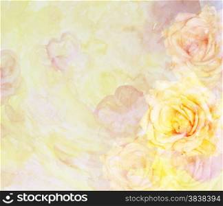 Scenic abstract floral background with roses made with color filters, watercolor composition