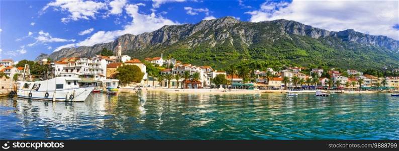 Scenic Adriatic coast of Croatia - picturesque Gradac coastal town, popular tourist place in Macarska riviera