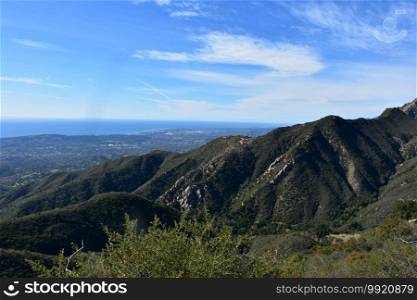 Scenic coastal views from the top of Santa Barbara foothills.