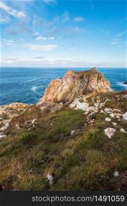 Scenic coastltine and cliffs landscape in cantabric sea, Asturias, Spain.