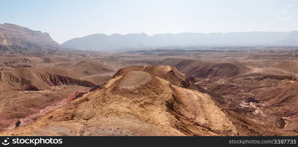 Scenic desert landscape in the Small Crater (Makhtesh Katan) in Israel?s Negev desert